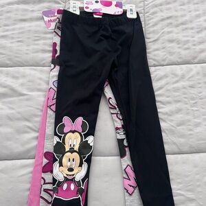 Disney Minnie Mouse Kids Leggings - Black, Pink, and Gray